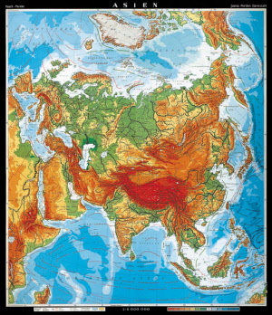 1110 - Ázia - všeobecnogeografická mapa – veľký rozmer