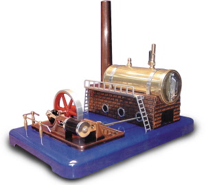 Funkčný model parného stroja s poistným ventilom a klínovým remeňom